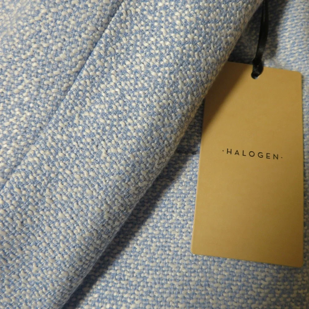 NWT 2X Halogen Blue Textured Fray Hem Blazer Ruched Sleeve Hook & Eye Closure - Picture 3 of 14